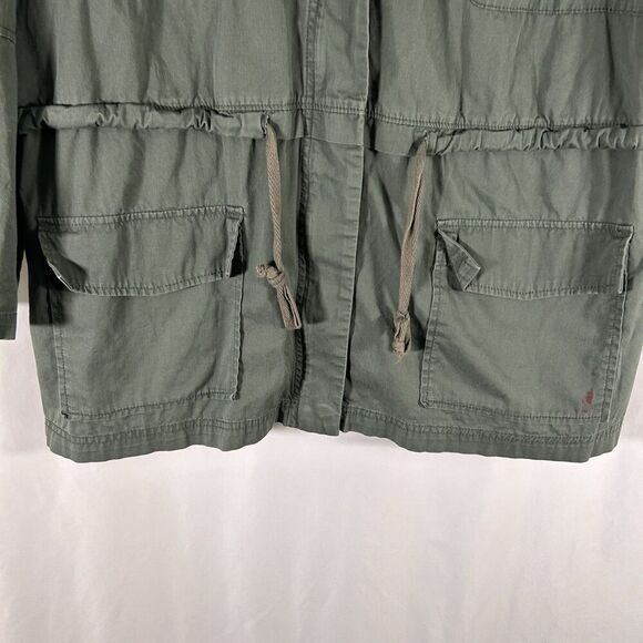Gap Jacket Women's Large Green Full Zip Hooded Full Zip Pockets 100% Cotton - Picture 5 of 7
